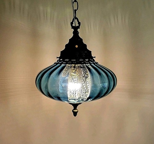 Blue vintage glass hanging - glass,